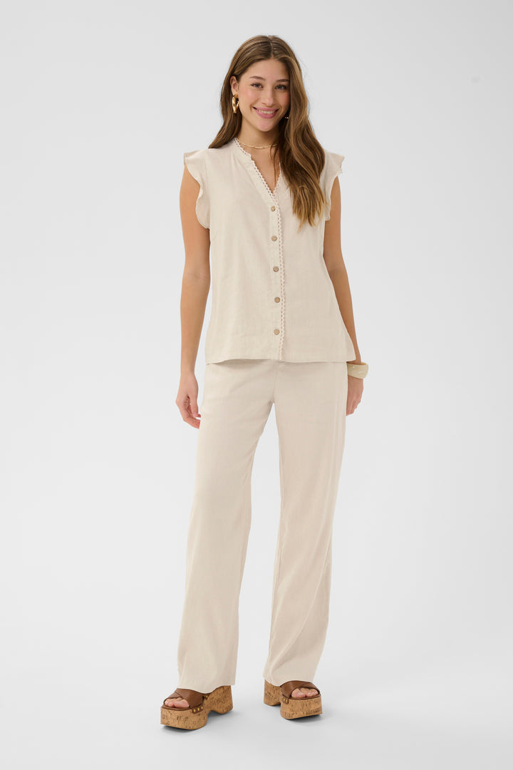 Blouse sans manches en lin June - Encolure en V