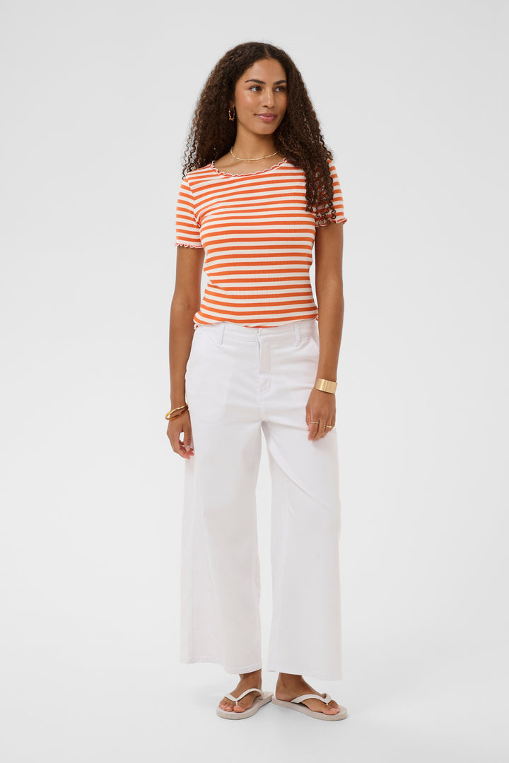 Jeans en denim blanc Visti – Taille haute et longueur cheville
