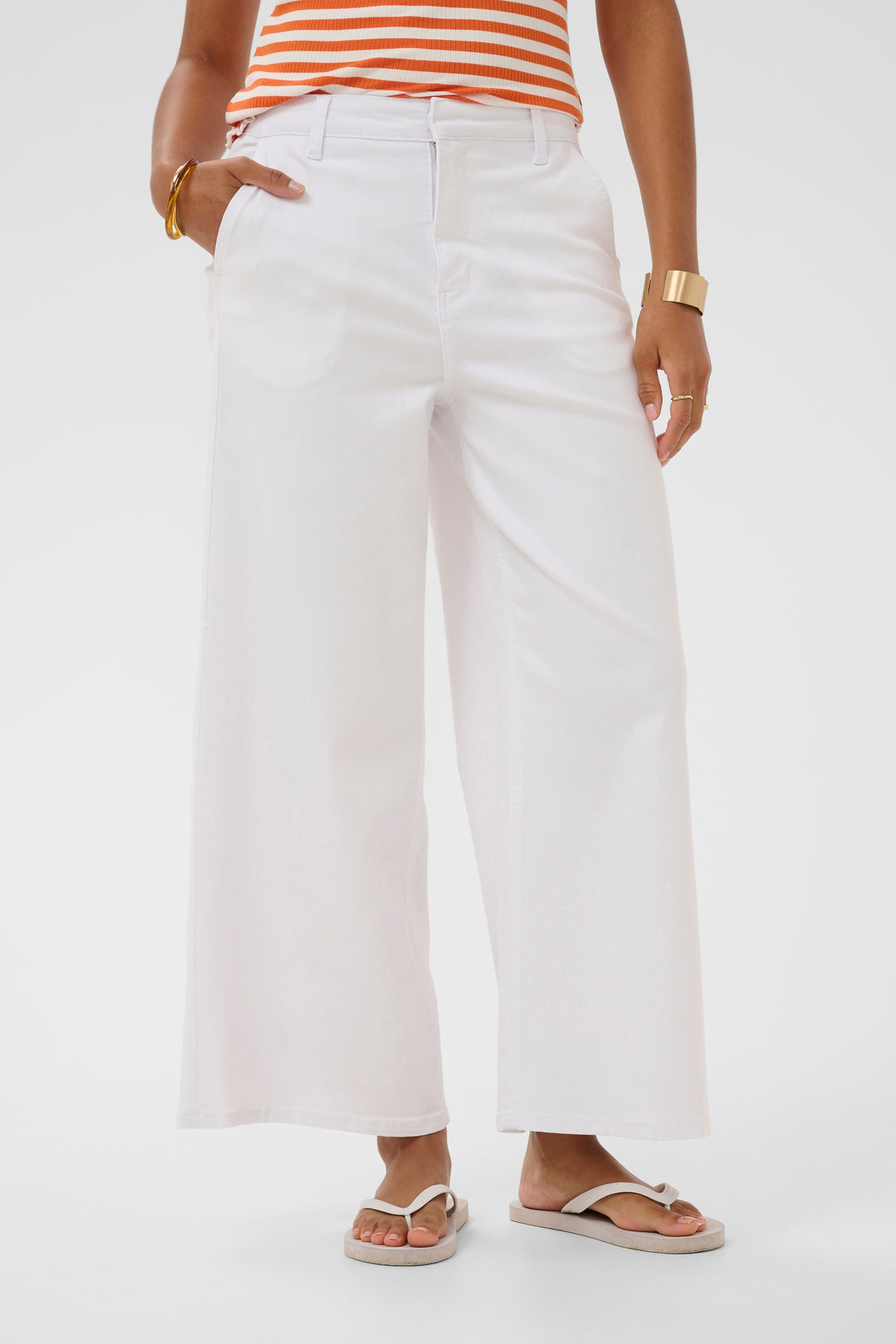 Jeans en denim blanc Visti – Taille haute et longueur cheville