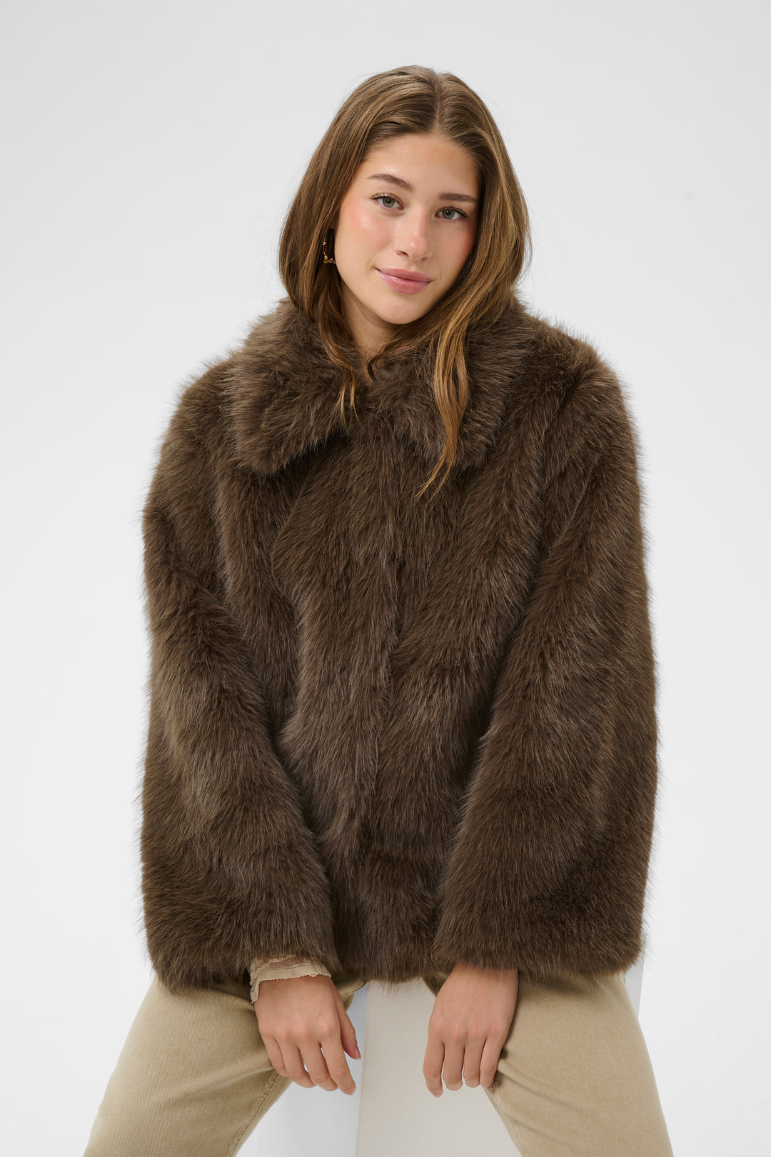Manteau en fausse fourrure Drama - Poches latérales intégrées