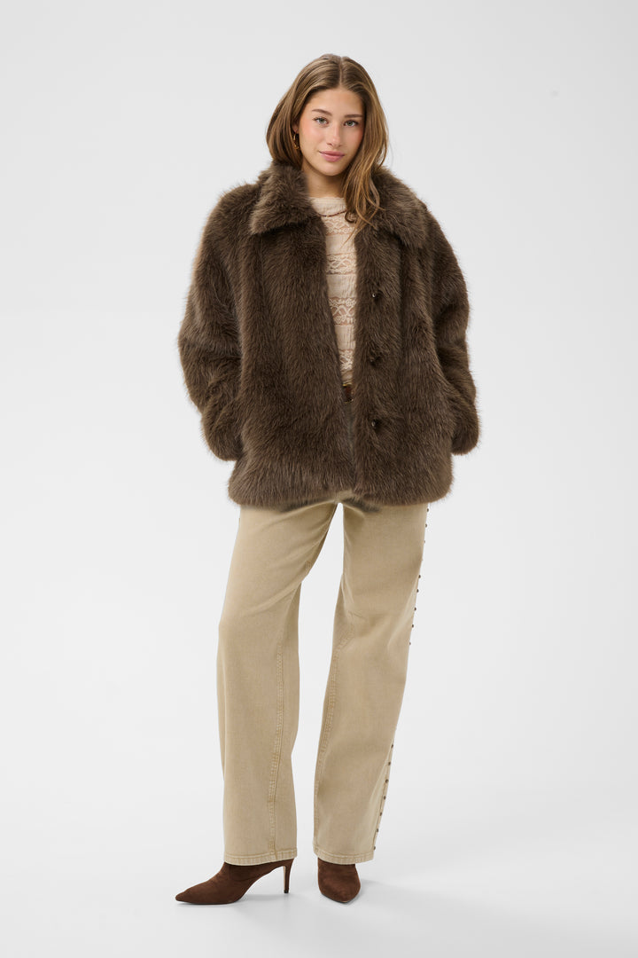 Manteau en fausse fourrure Drama - Poches latérales intégrées