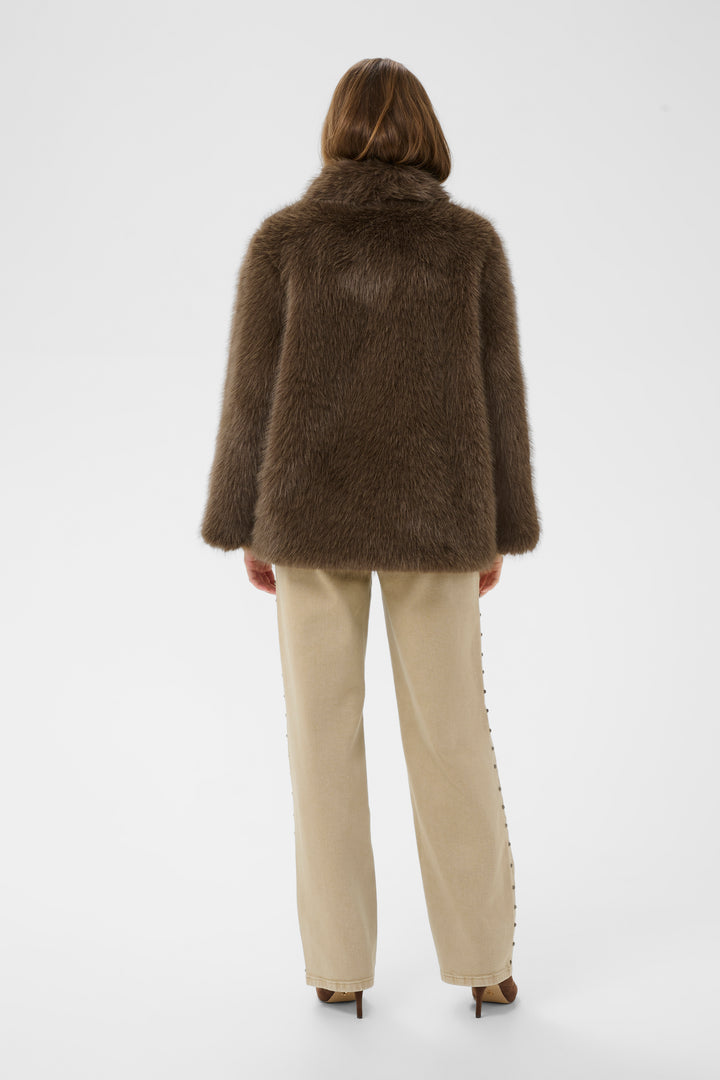 Manteau en fausse fourrure Drama - Poches latérales intégrées