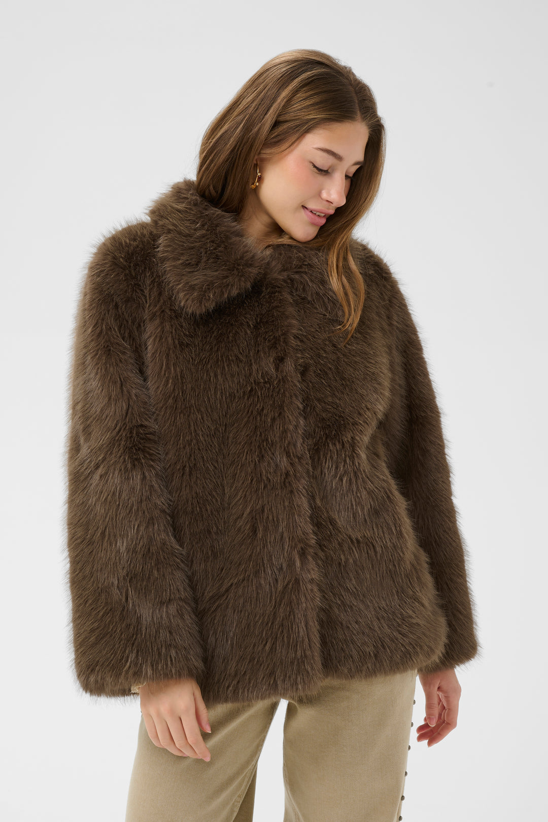 Manteau en fausse fourrure Drama - Poches latérales intégrées