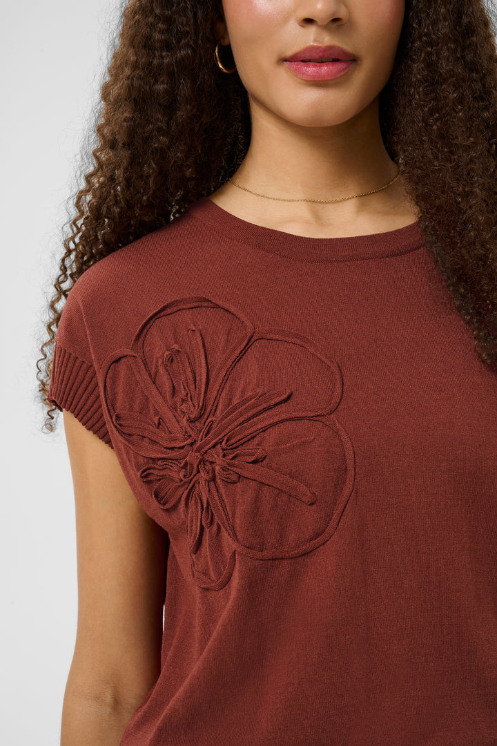 Haut en tricot écoresponsabl Dela - Avec grande fleur en relief et coupe décontractée
