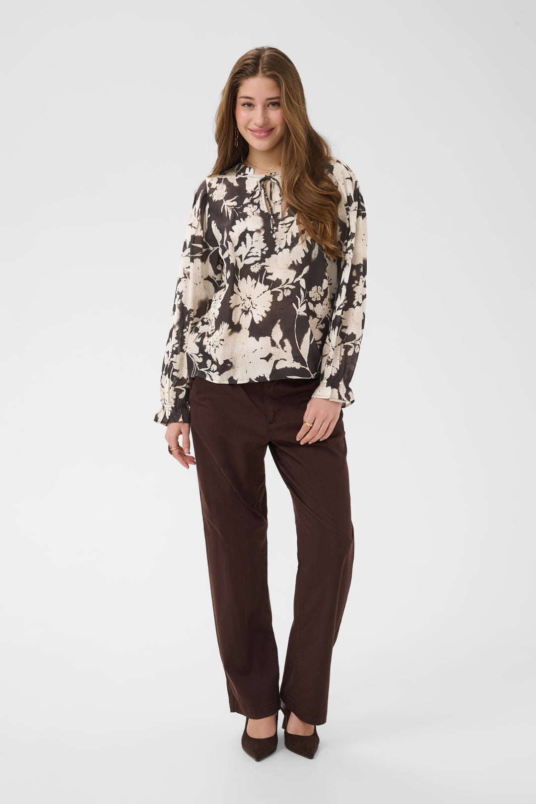 Blouse au motif floral Hailey - Avec encolure à nouer
