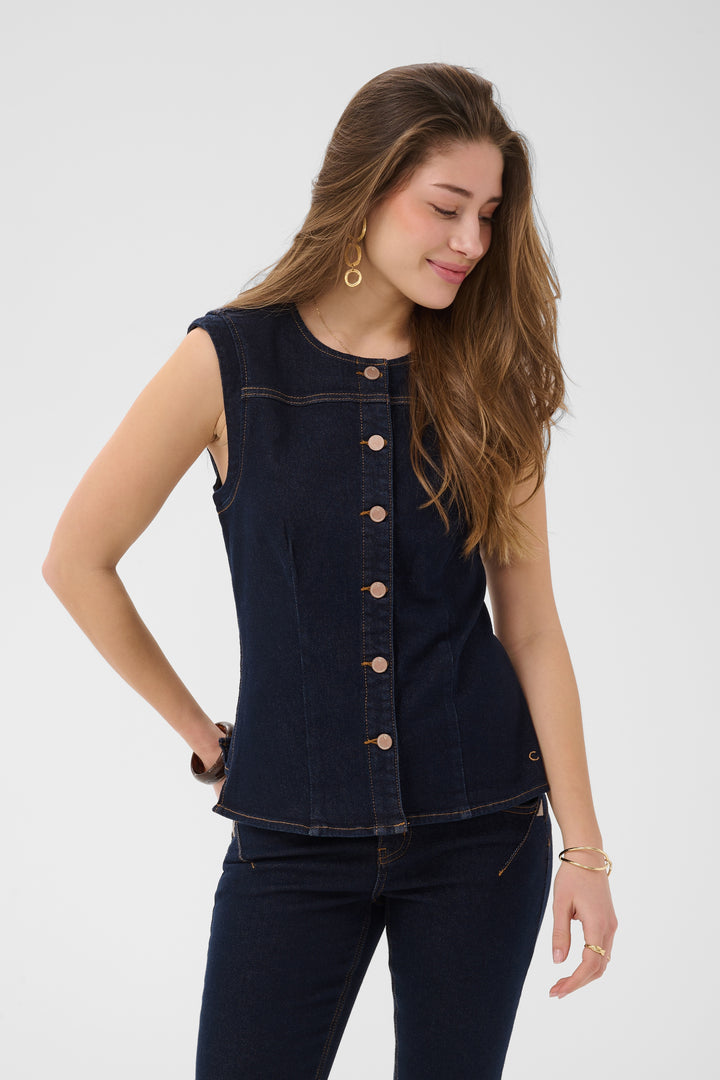 Veston en denim sans manches Damy - Mélange de coton