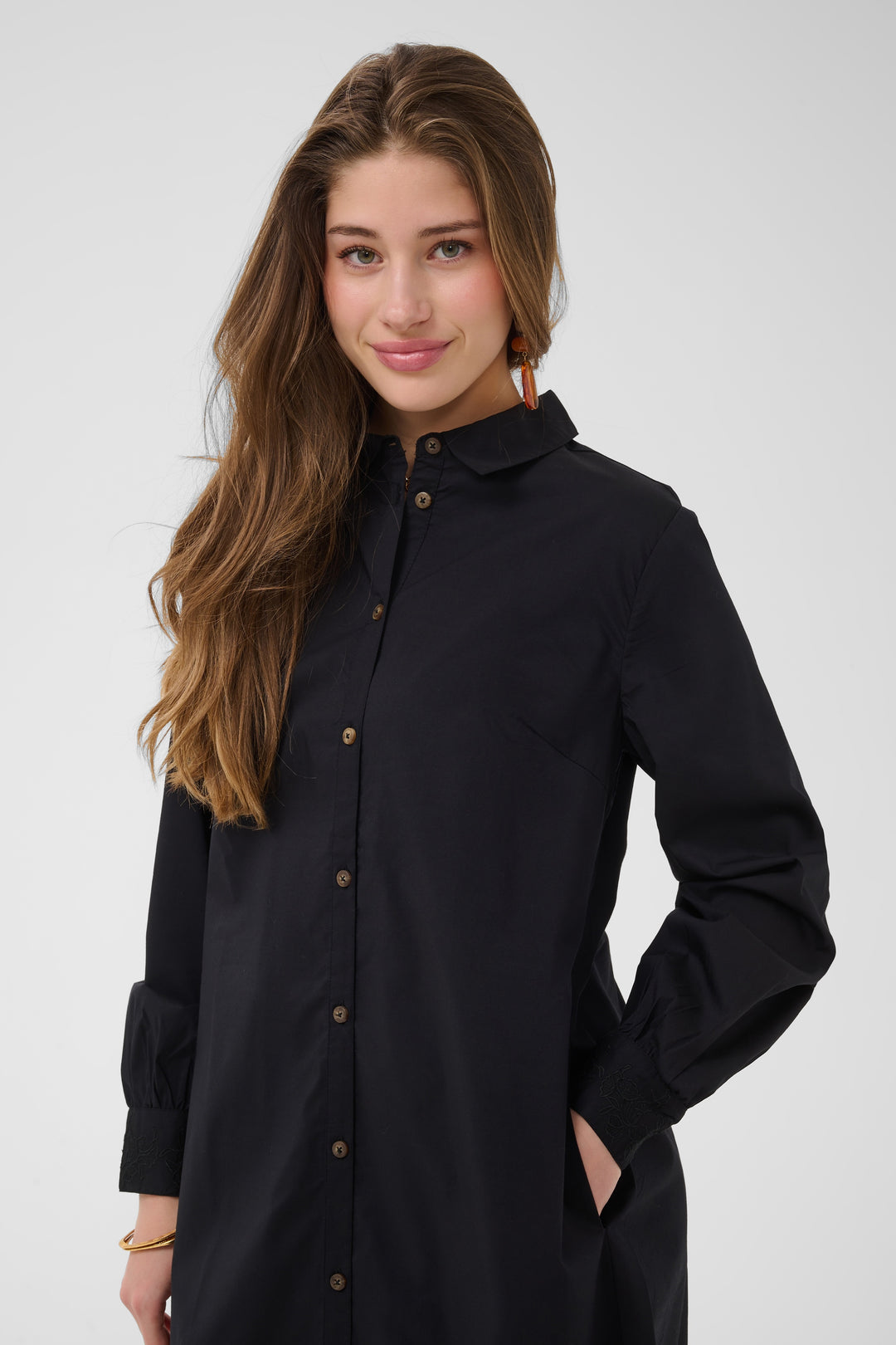 Robe chemise Leli - À manches longues en coton extensible