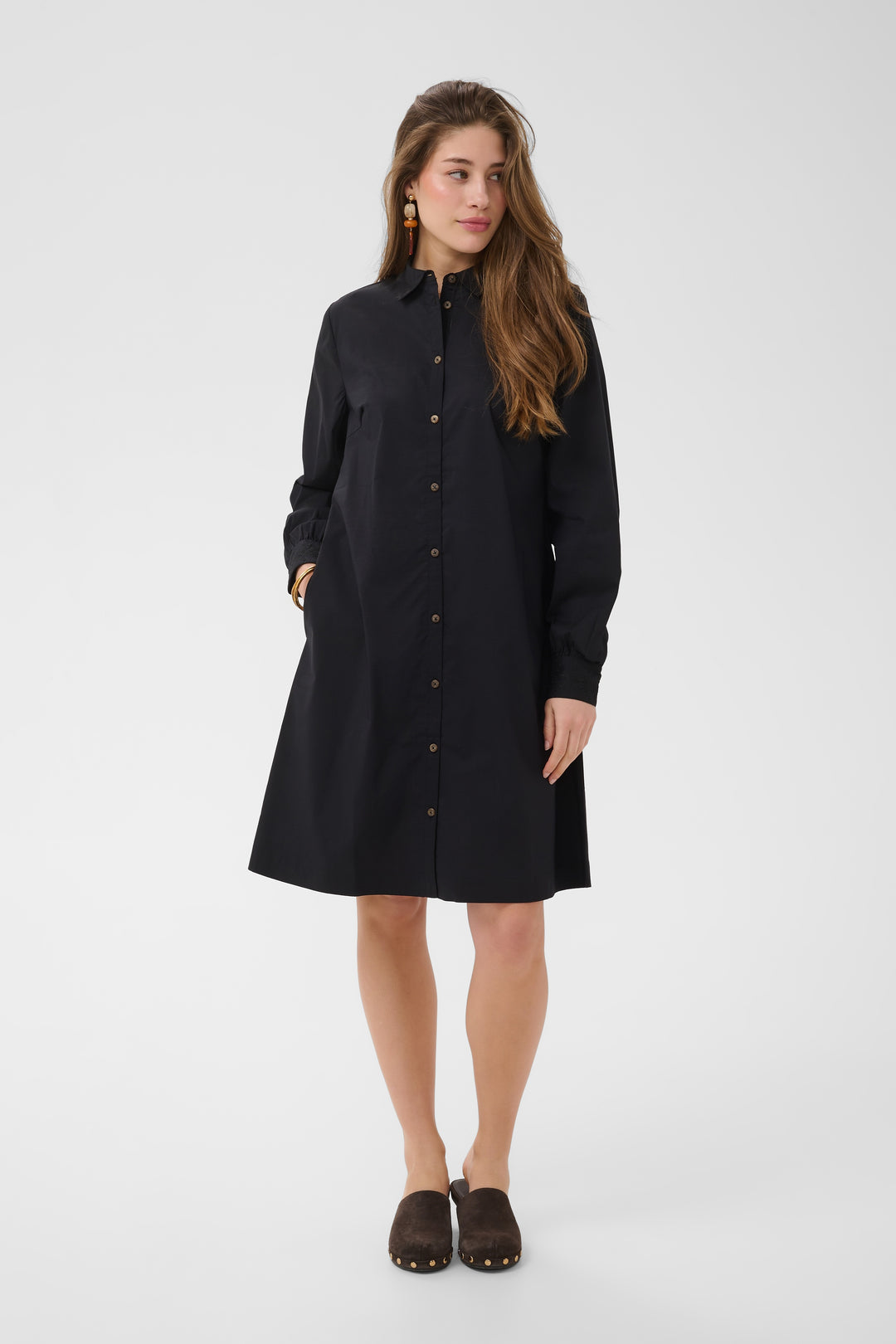 Robe chemise Leli - À manches longues en coton extensible