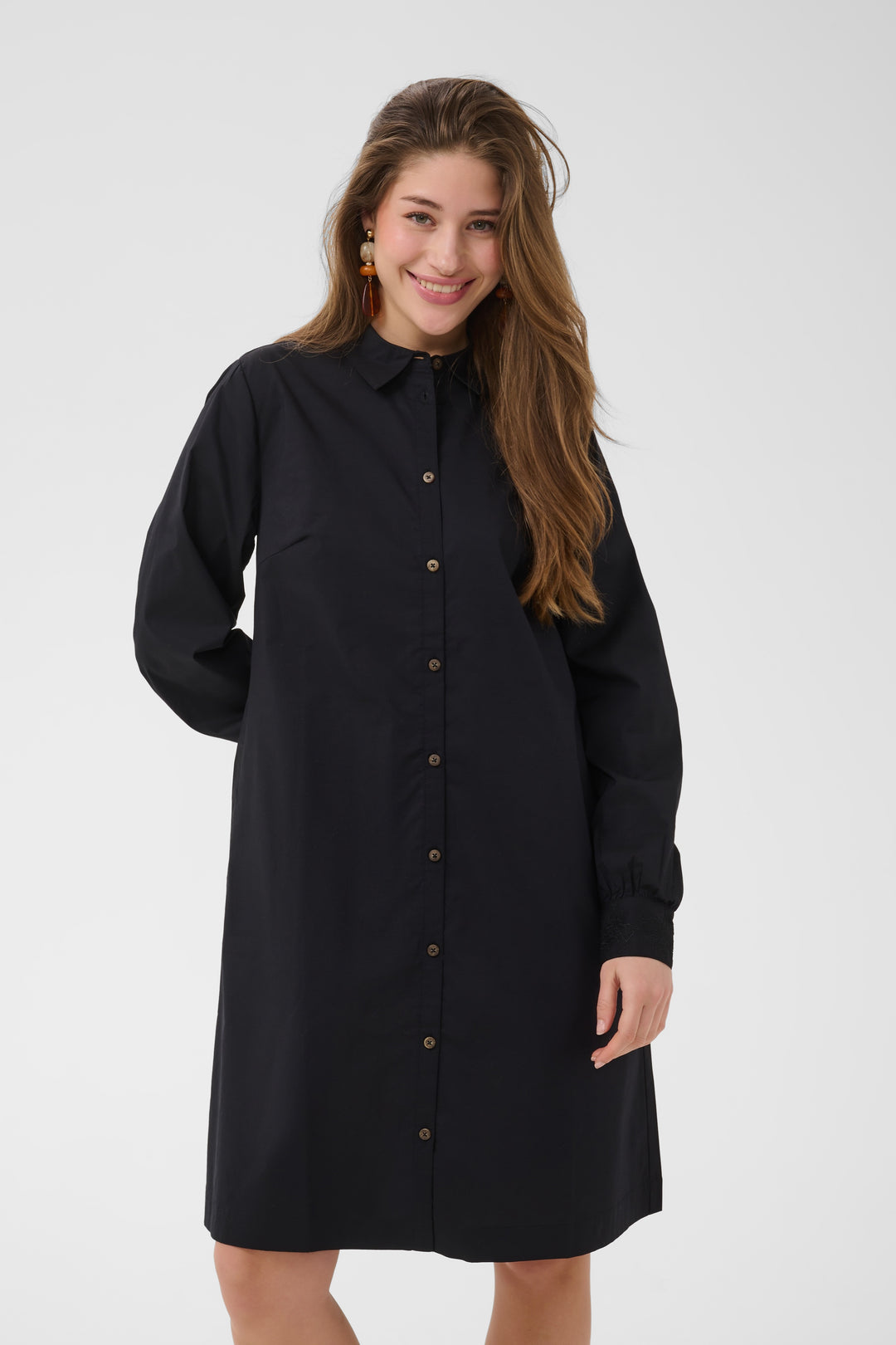 Robe chemise Leli - À manches longues en coton extensible