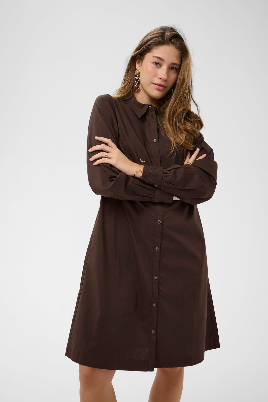 Robe chemise Leli - À manches longues en coton extensible