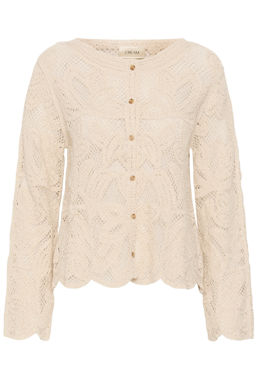 Cardigan à manches longues en maille ajourée Relon - 100% coton