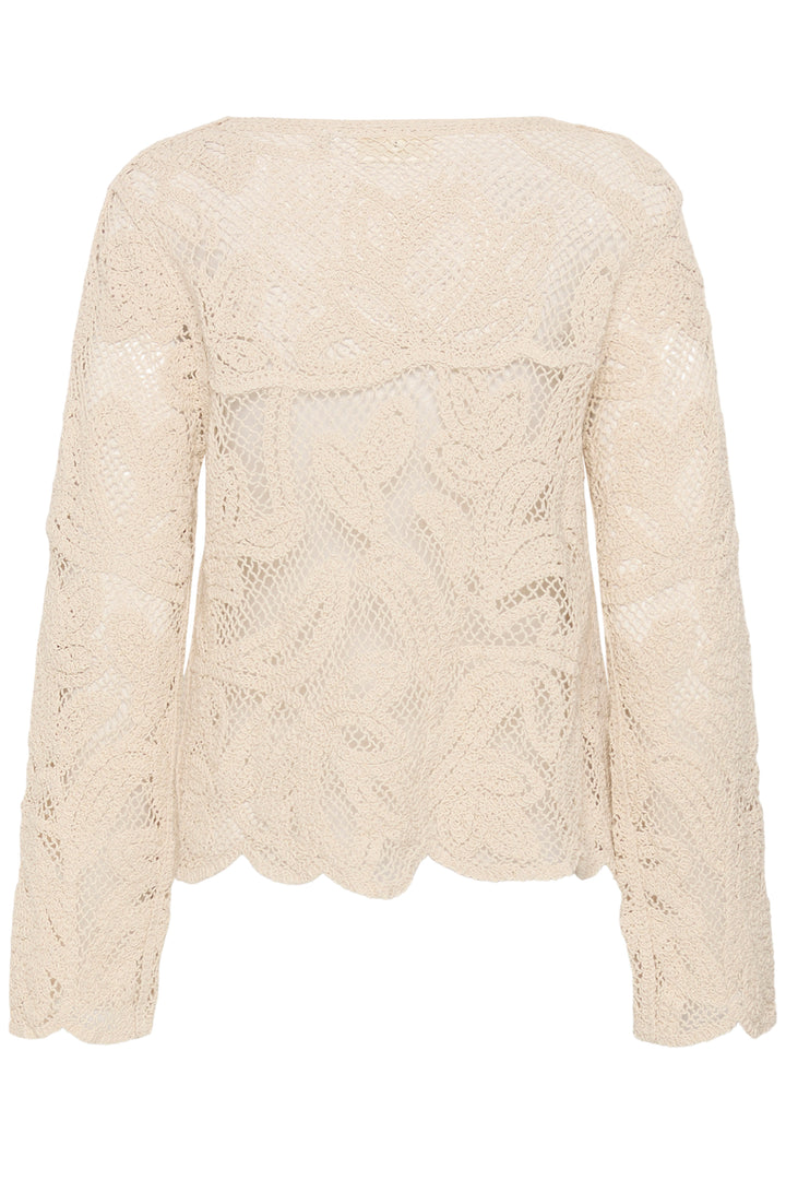 Cardigan à manches longues en maille ajourée Relon - 100% coton