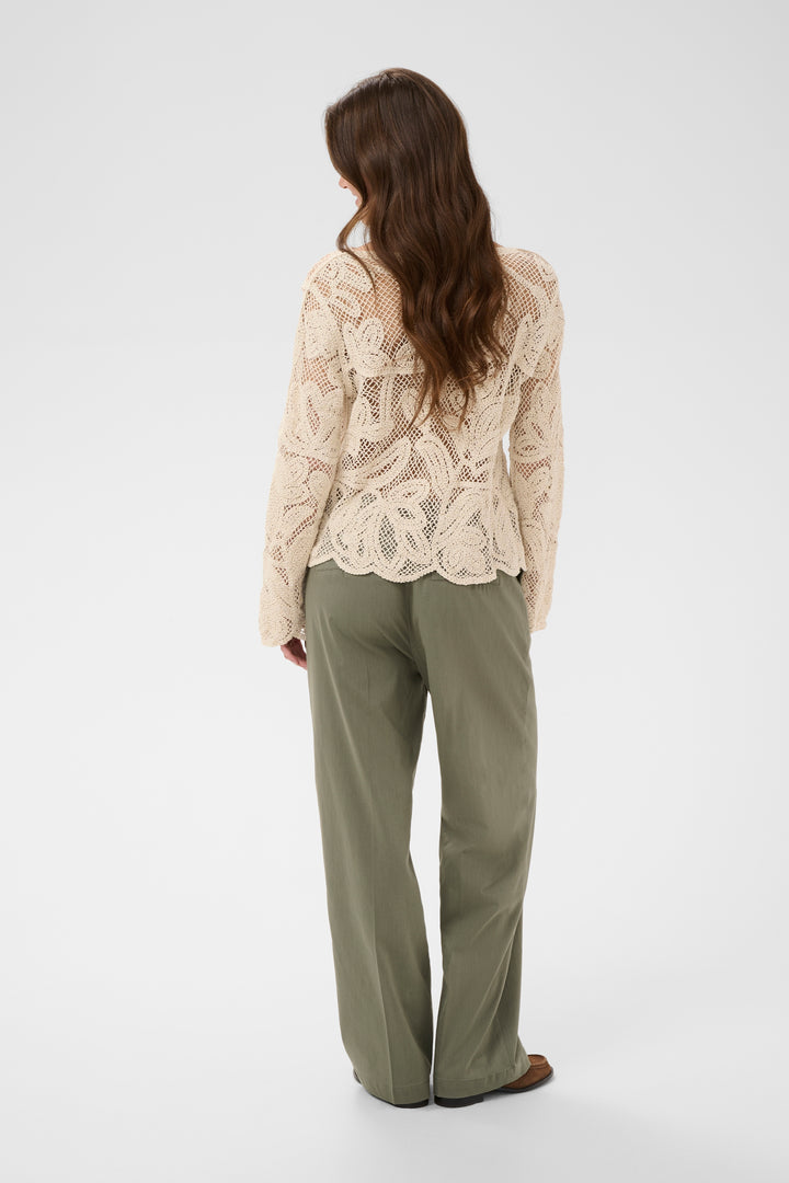 Cardigan à manches longues en maille ajourée Relon - 100% coton