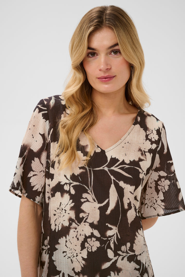 Robe courte Hailey - Motif floral avec encolure en V