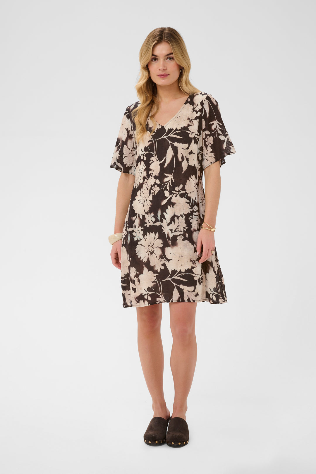 Robe courte Hailey - Motif floral avec encolure en V