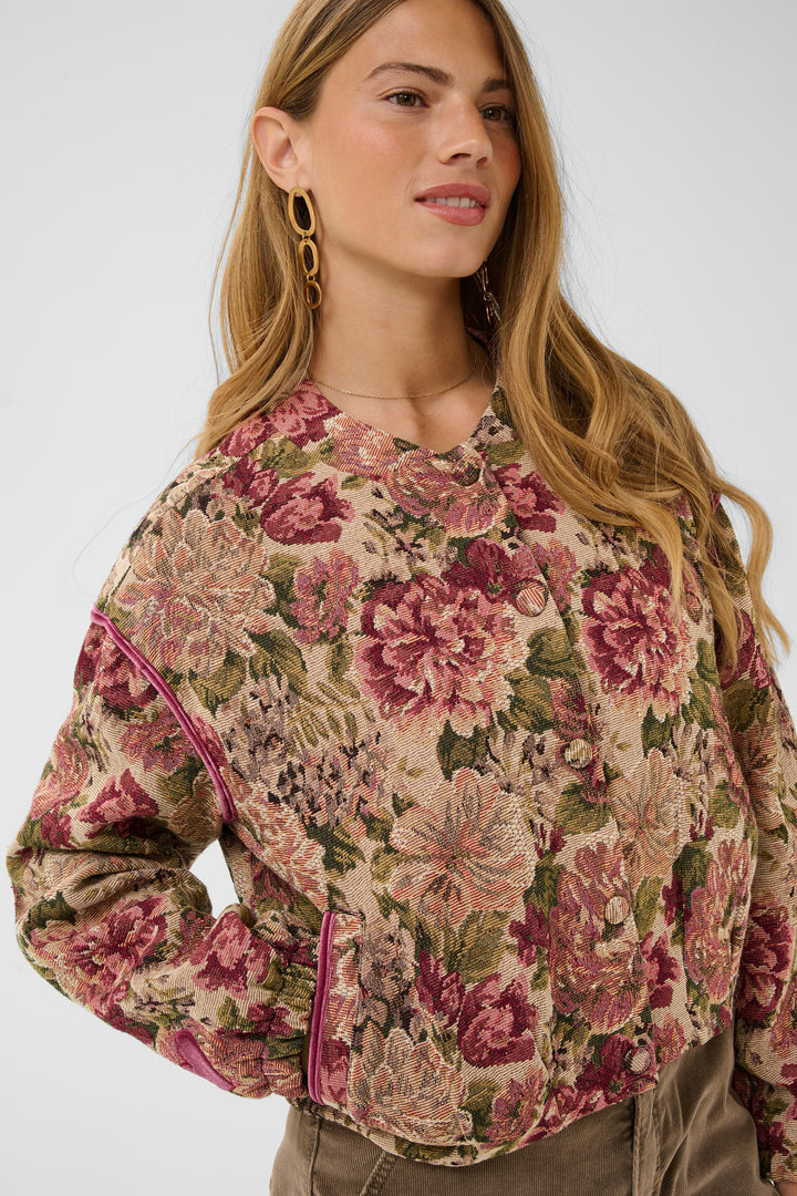 Veste courte Petuja - Modèle en jacquard à motifs floraux