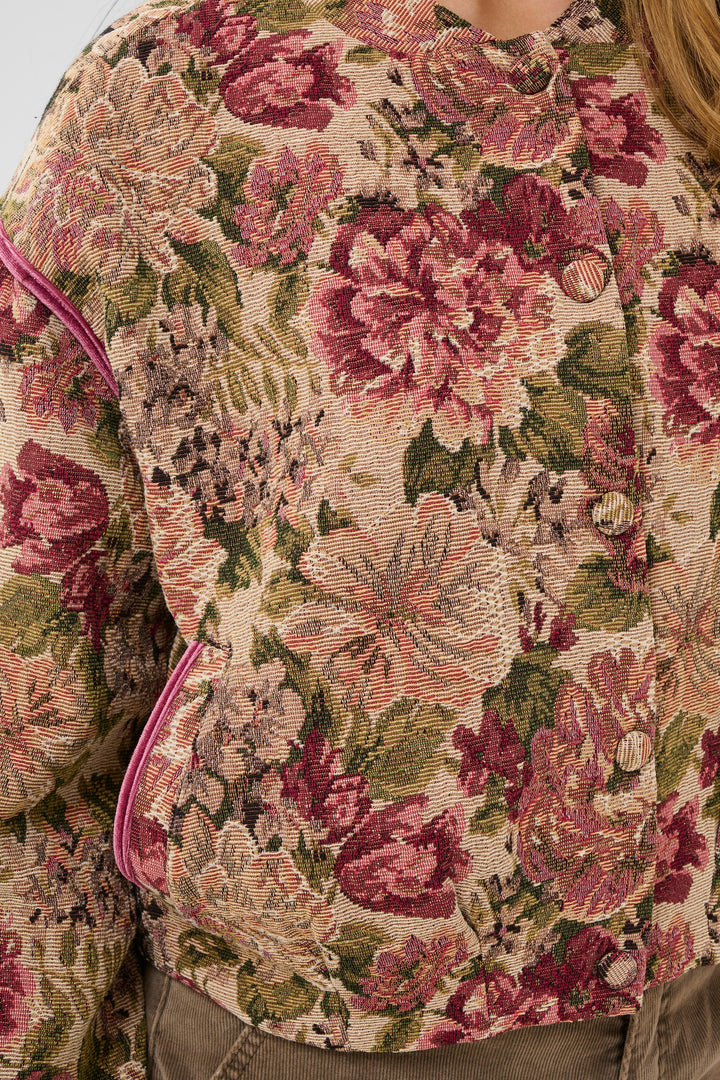 Veste courte Petuja - Modèle en jacquard à motifs floraux