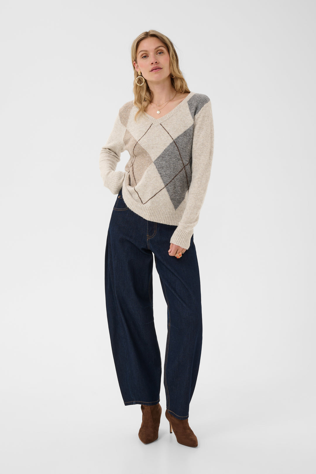 Chandail en polyester recyclé Hope - En tricot à motifs losanges