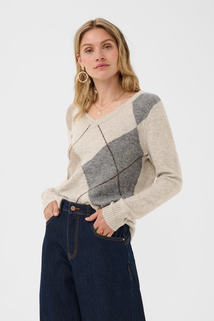 Chandail en polyester recyclé Hope - En tricot à motifs losanges