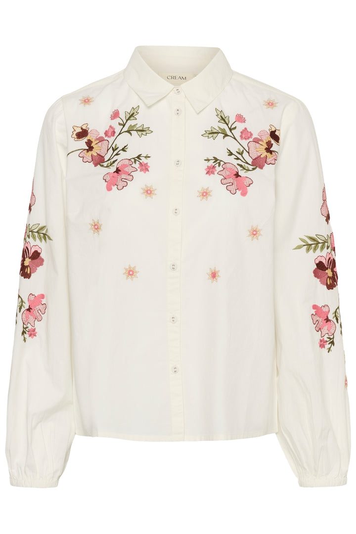 Chemise à manches longues Peona - En coton à broderies florales