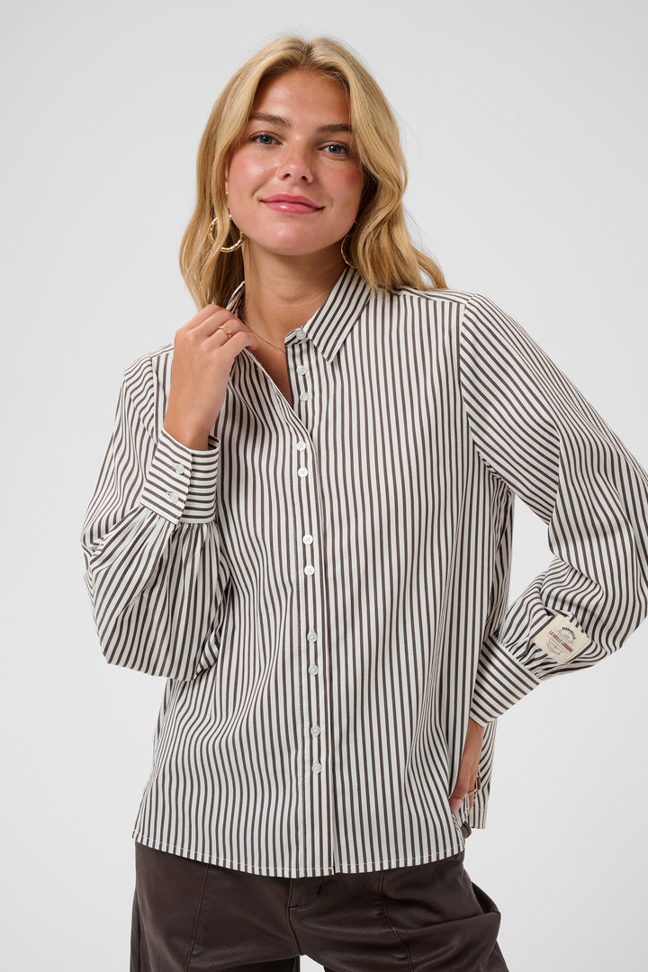 Chemise à manches longues Mira - Rayée en mélange de coton