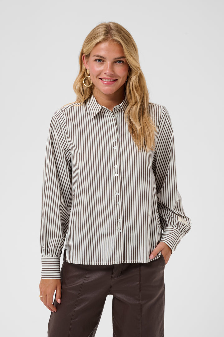 Chemise à manches longues Mira - Rayée en mélange de coton