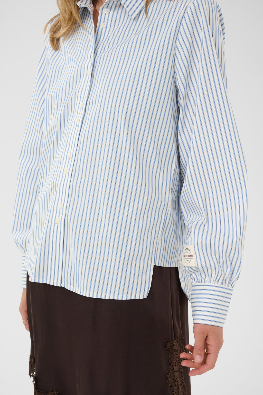 Chemise à manches longues Mira - Rayée en mélange de coton