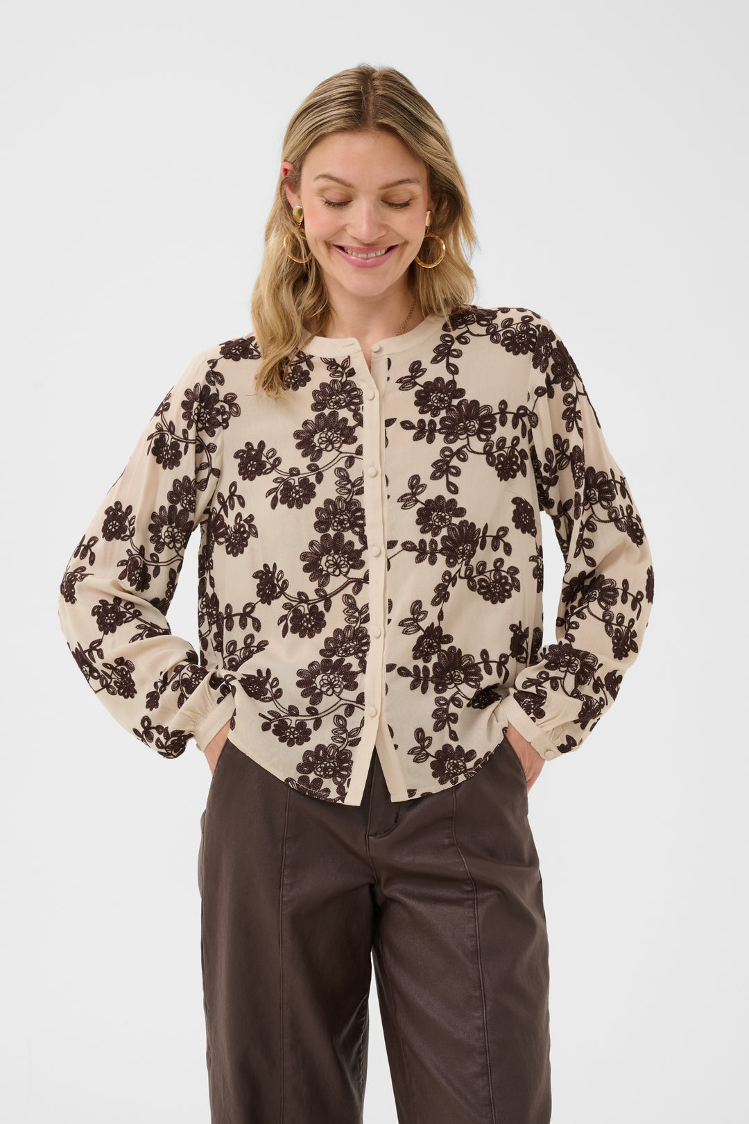 Blouse coupe droite classique Ruby -  Motifs brodés