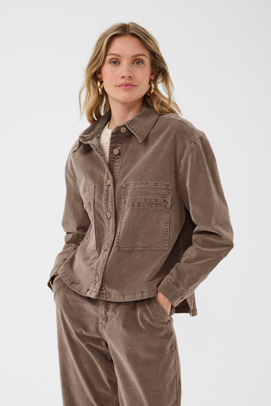Veste courte en coton extensible Brady - En velours côtelé