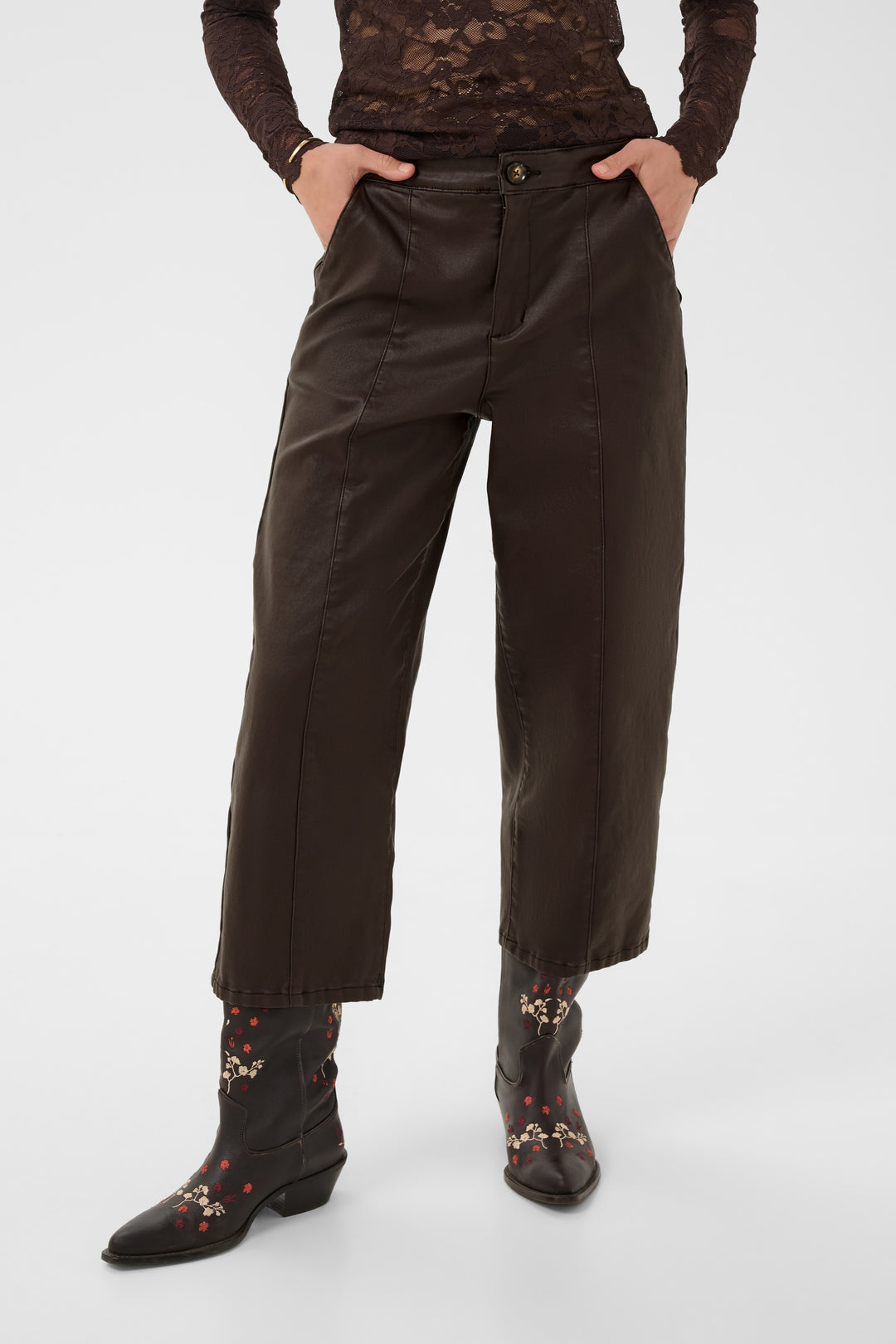Pantalon longueur cheville Winni - À jambe large et fini satiné