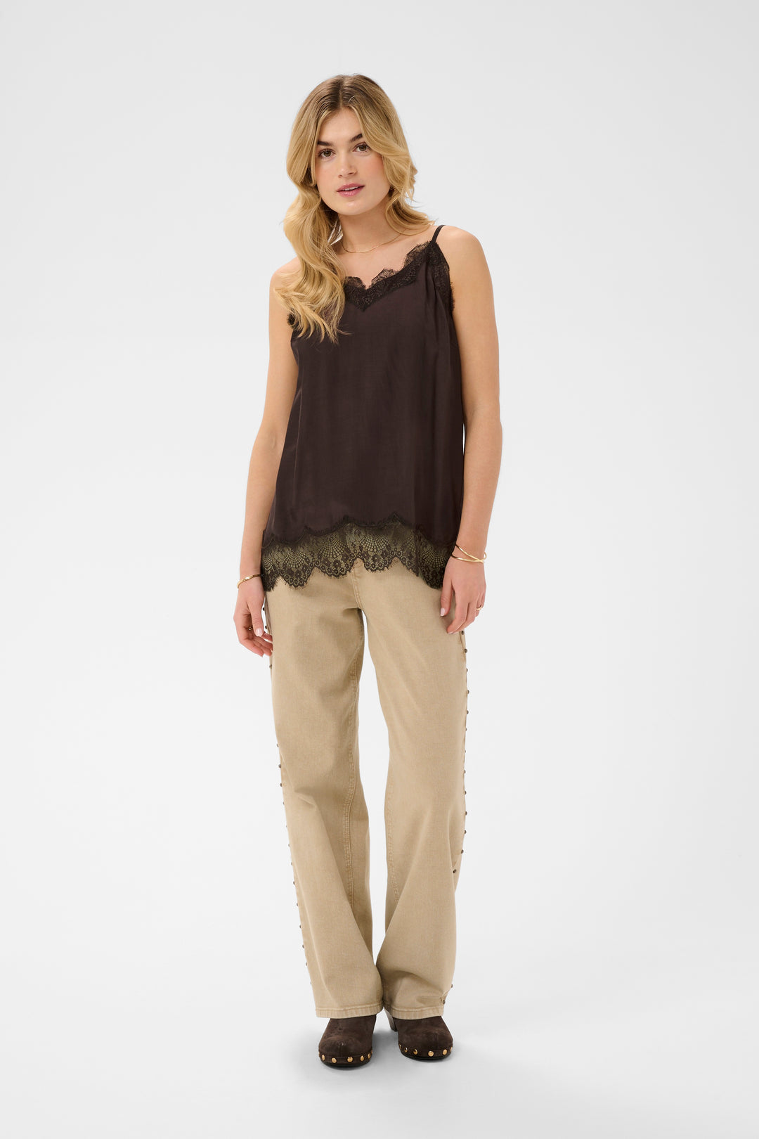Camisole au fini satiné Triniti - Avec détails de dentelle