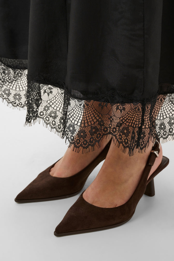 Jupe midi Triniti - En viscose et avec bordure en dentelle