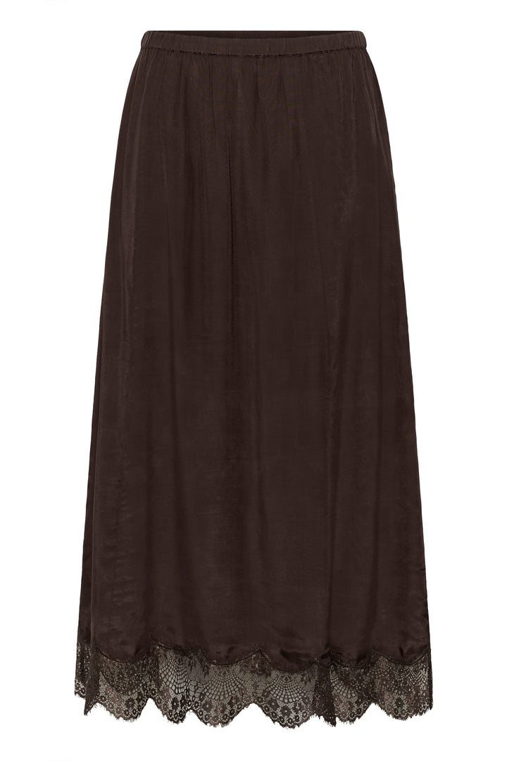 Jupe midi Triniti - En viscose et avec bordure en dentelle