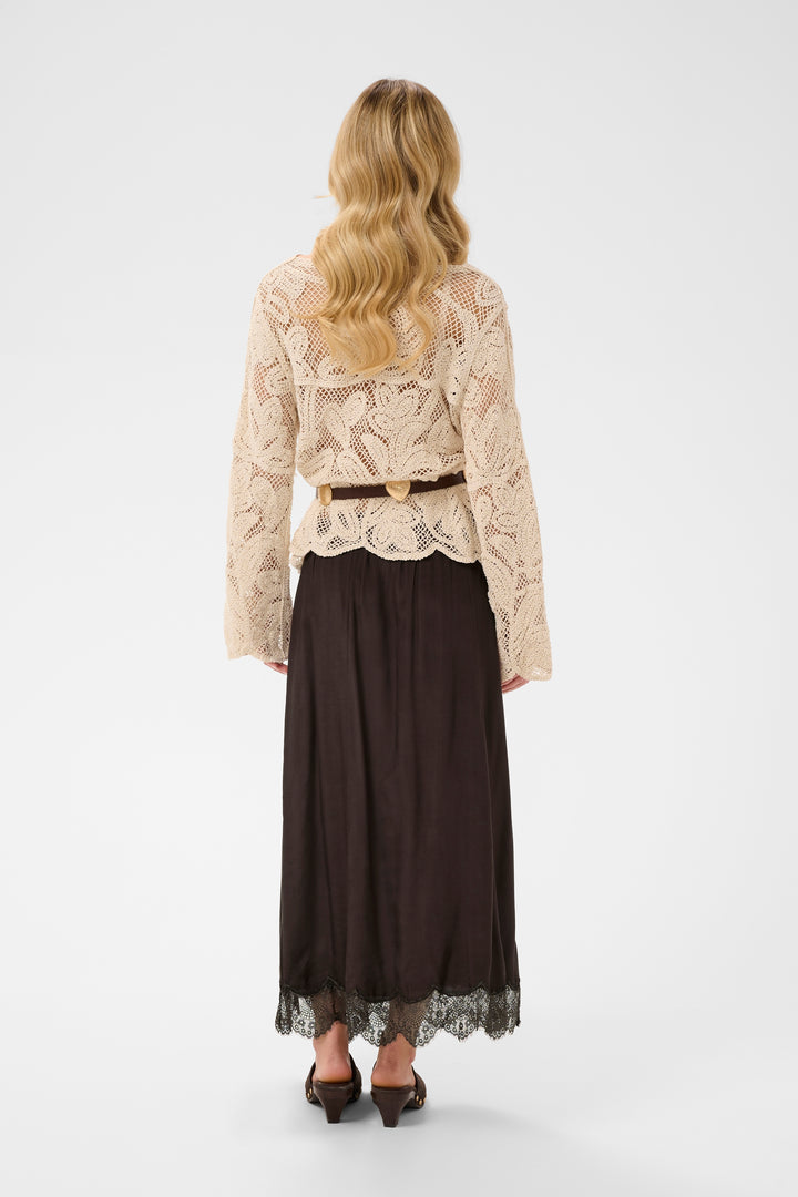 Jupe midi Triniti - En viscose et avec bordure en dentelle