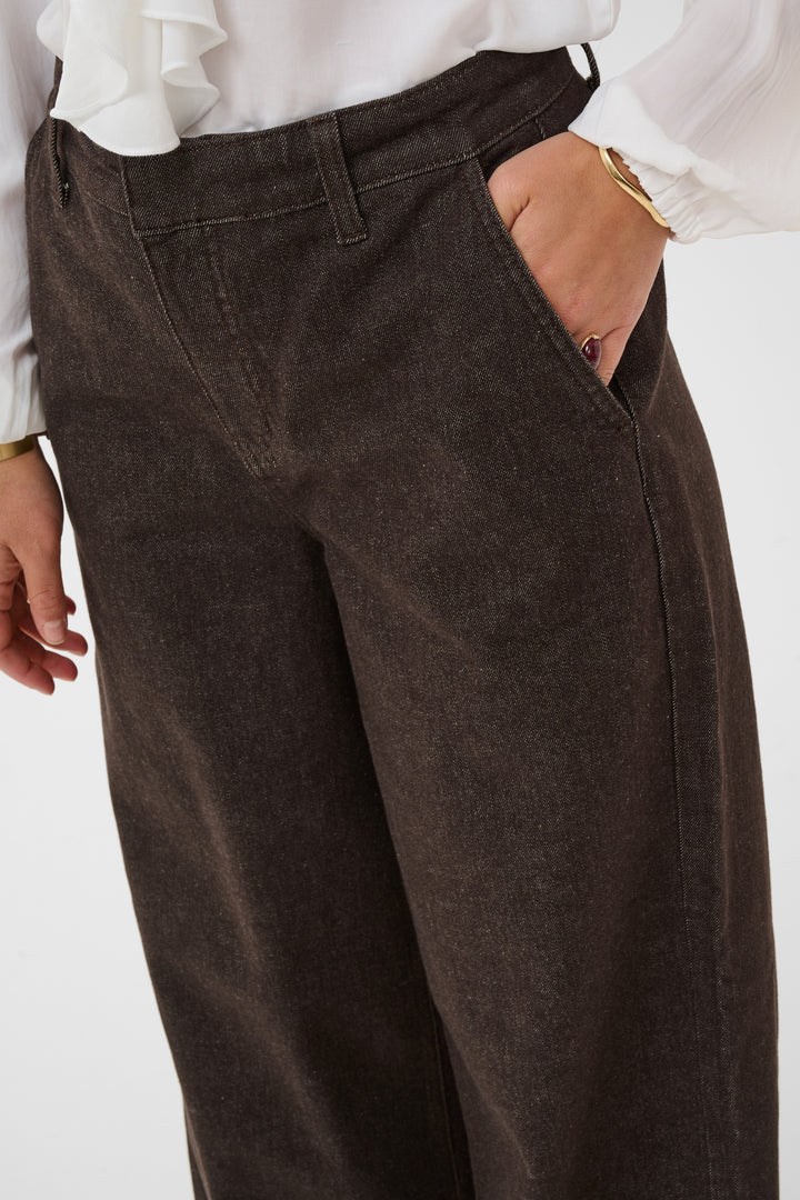 Pantalon en coton extensible Visti - À jambe large et taille haute