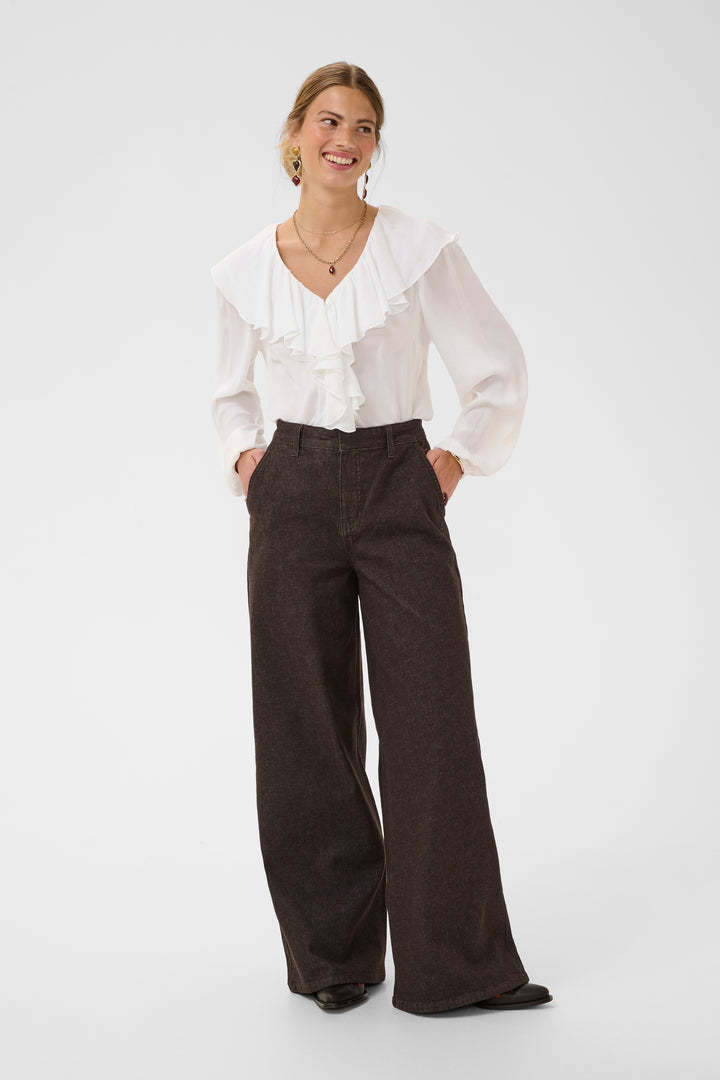 Pantalon en coton extensible Visti - À jambe large et taille haute