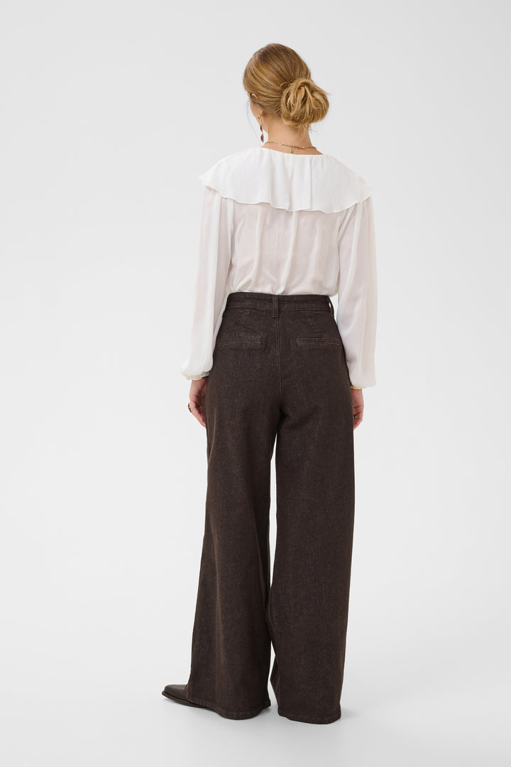 Pantalon en coton extensible Visti - À jambe large et taille haute