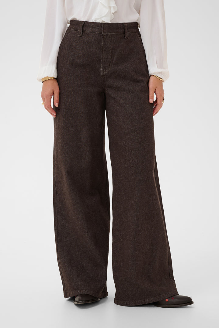 Pantalon en coton extensible Visti - À jambe large et taille haute