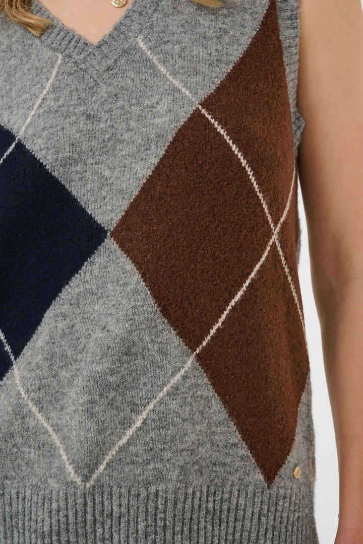 Débardeur au motif losanges classique Hope - Mélange de polyester recyclé et laine