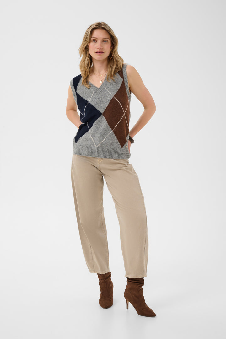Débardeur au motif losanges classique Hope - Mélange de polyester recyclé et laine