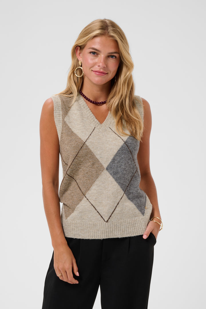Débardeur au motif losanges classique Hope - Mélange de polyester recyclé et laine