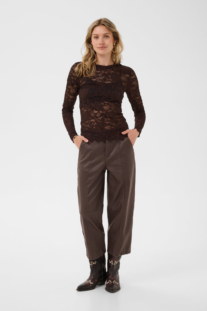 Blouse en dentelle Pitia - À manches longues et motifs floraux