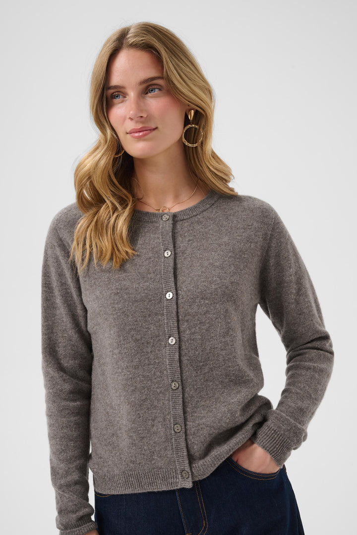 Cardigan en tricot de pure laine Mel - Court avec encolure ronde