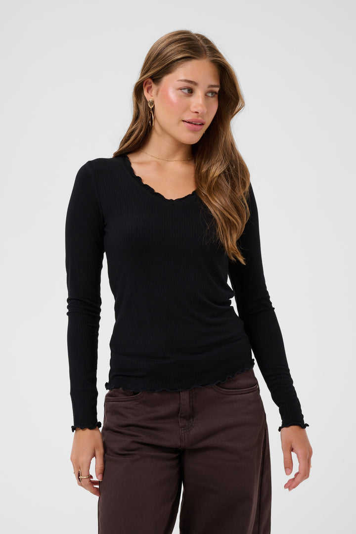 Chandail coupe ajustée Ribba - À manches longues et col en V