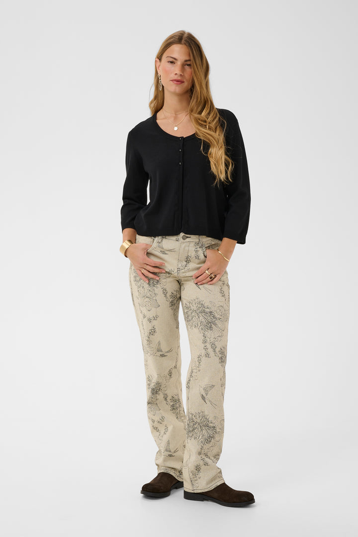Cardigan en tricot écoresponsable Dela - Avec encolure ronde et manches trois-quarts
