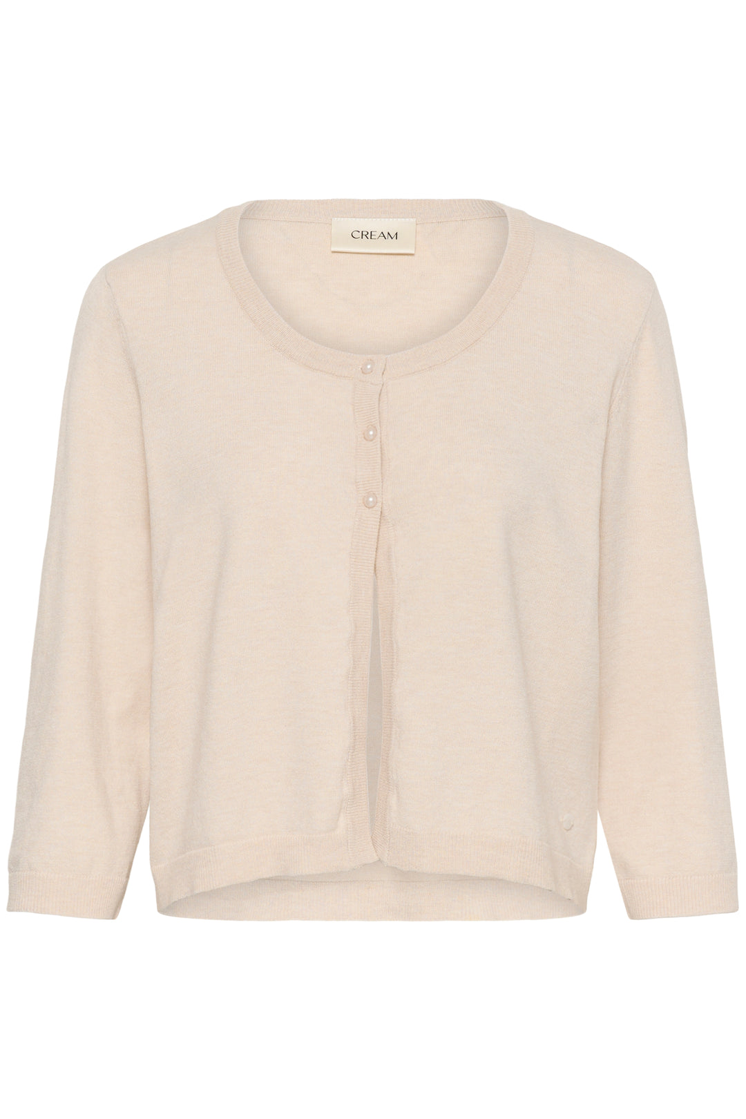 Cardigan en tricot écoresponsable Dela - Avec encolure ronde et manches trois-quarts
