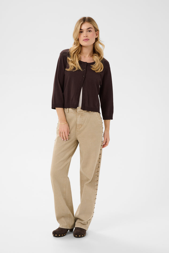 Cardigan en tricot écoresponsable Dela - Avec encolure ronde et manches trois-quarts