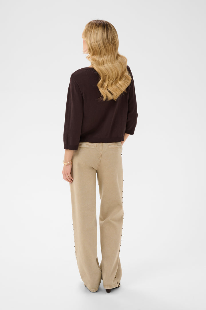 Cardigan en tricot écoresponsable Dela - Avec encolure ronde et manches trois-quarts
