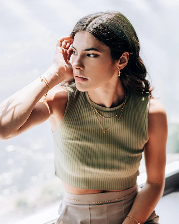 Collier à pendentif bille dorée Bola - En acier inoxydable fini or 18K