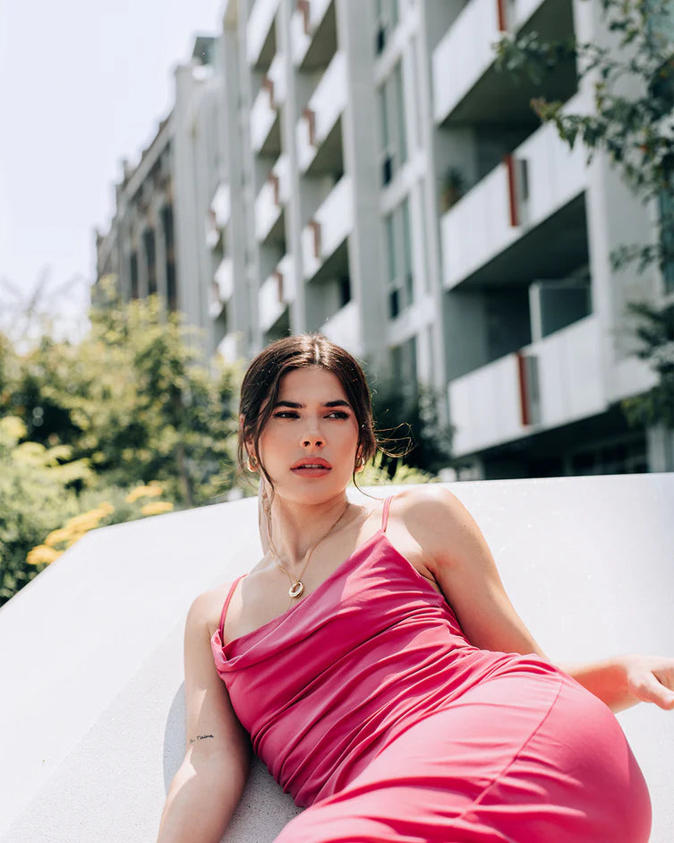 Collier à pendentif anneau doré Domeo - Dôme sculpté et fini or 18K